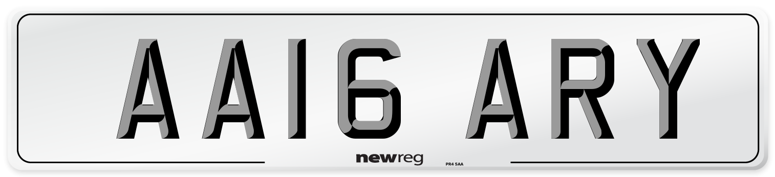AA16 ARY Number Plate from New Reg